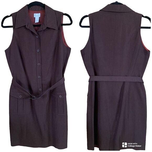 LOFT Half-button Sleeveless Trench Style Dress - Picture 1 of 7